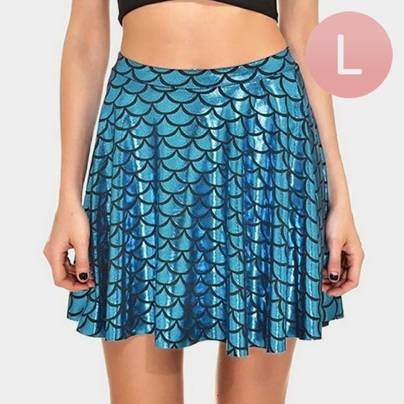 iFashionBox Dresses & Skirts - Blue Mermaid Tail Fish Scale Style Skater Skirt L Cute Fashion Statement Attire